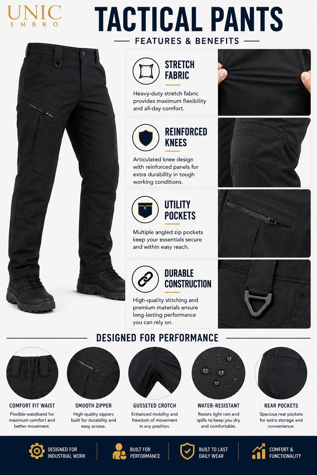 UNIC EMBRO Premium Tactical Pants | Breathable Professional Workwear